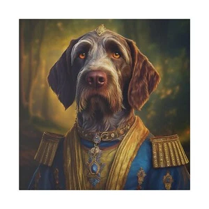 German Wirehaired Pointer Dog Pet Portrait Renaissance Canvas, Stretched, 0.75" - Picture 1 of 23