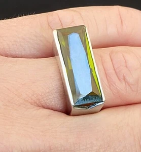 Très belle GROSSE BAGUE VINTAGE en ARGENT MASSIF 925 pierre verte T54 - Imagen 1 de 24