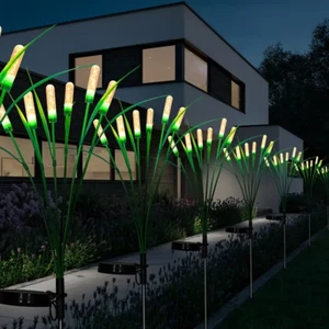 Solar Garden Lights Outdoor Waterproof LED Landscape Firefly Swaying Lamp Decor - Picture 1 of 18