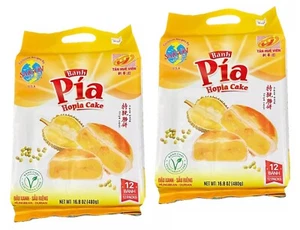 2 Packungen BANH PIA CHAY TAN HUE VIEN - MUNGOBOHNE DURIAN HOPIA KUCHEN 12 STÜCK - Bild 1 von 6