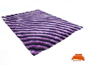 New Luxurious Thick Pile Rug Modern Waves Design Super Soft Purple - Picture 1 of 1