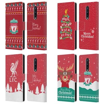 LIVERPOOL FC LFC FESTIVE CHRISTMAS PU LEATHER BOOK CASE FOR ONEPLUS PHONES - Image 1 of 4