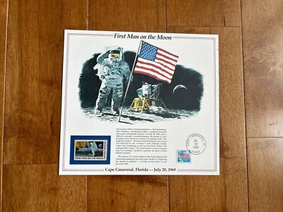 1988 Postal commemorative society stamp First Man On The Moon 20th Anniversary - Image 1 of 4