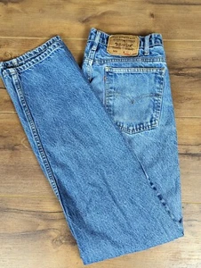 Vintage 90s Levi 505 Orange Tab Jeans 33 32 Light Wash Regular Fit Straight USA - Picture 1 of 11