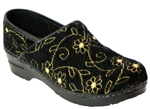 Dansko Professional Clogs Black Fabric Flower Pattern Women's Sz 41(USA 10.5-11) - Picture 1 of 8