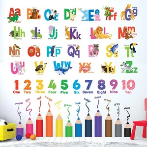 Calcomanía educativa para guardería DECOWALL SG3-2316 XL ABC 123 pegatinas de pared de colores para niños - Imagen 1 de 7