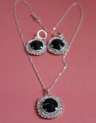 Joyería de Moda Cristales, Pendientes Circón Cúbico, Collar Chapado en Oro Conjunto 2 Colores Foto 1 de 2