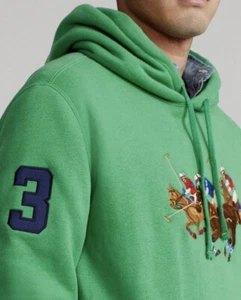 POLO RALPH LAUREN $209 Men Big & Tall Green Triple Pony Fleece Hoodie 2XLT - Picture 1 of 7