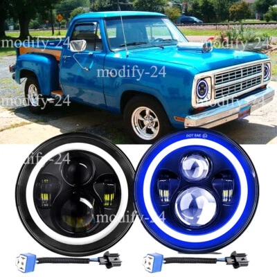 Faros LED Blue Halo 7" para camioneta Dodge D100 D150 D200 D300 Dart Ramcharger Foto 1 de 4