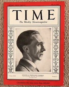 Time Magazine from July 10, 1933 Minister of Propaganda Goebbels Nazi WW2 - Picture 1 of 2