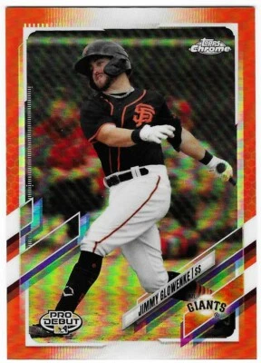 JIMMY GLOWENKE 2021 TOPPS PRO DEBUT CHROME ORANGE /25 REFRACTOR SSP CARD # PDC40 - Image 1 of 2