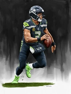 Russell Wilson Seattle Seahawks 11 X 14 Giclee by James Byrne Series 5 - Picture 1 of 1