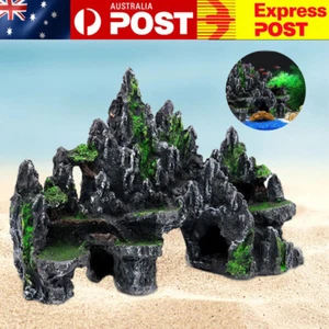Mountain View Fish Tank Rock Cave Stone Rockery Ornament Aquarium Gifts AU - Picture 1 of 6