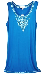 Philosophy Damen Kleid 1X Ärmellos Blau Torrent Bestickt Weiße Akzente - Bild 1 von 11