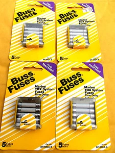 4 SETS OF 5 BUSS FUSES DA-8 , FOR MARINE TDX SYSTEM , TIME DELAY - Picture 1 of 1