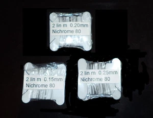 2 lin m each Nichrome Resistance Wire Mini Kit 0.15mm, 0.20mm and 0.25mm - Picture 1 of 2