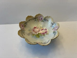 Royal Rudolstadt Floral Prussia 3 Footed Bowl Gold Trim 4 1/2" Vintage - Picture 1 of 16