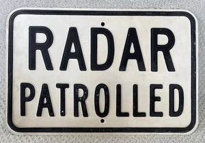 Vtg Original 1950's 12”x18” Embossed RADAR PATROLLED Metal Sign Reflective EUC - Picture 1 of 9