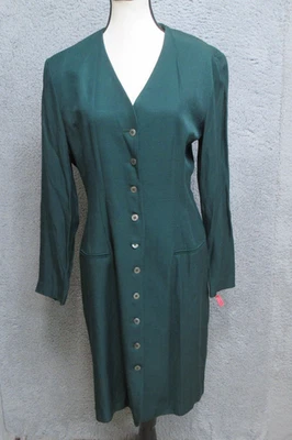 Vestido DE COLECCIÓN Dani Max Mujer 8 Botones Verdes Frontales Manga Larga Hecho en EE. UU. Años 90 Foto 1 de 4