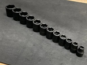 NICE! Snap-on 12pc 3/8” Flank Dr Shallow Impact SAE Sockets 5/16- 1” Standard - Picture 1 of 7
