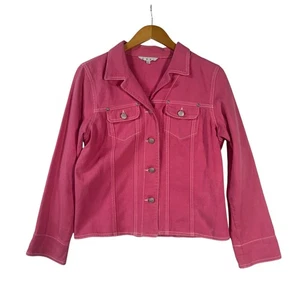 Cabi Pink Denim Womens Jacket Large Timeless Barbie Casual - Picture 1 of 9