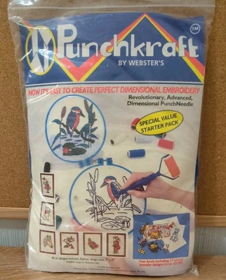 Vintage Webster's Punchcraft Punch Needle Embroidery Starter Kit Blue Needle  - Image 1 of 4