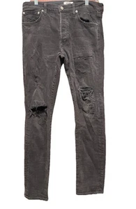 Agolde Asap Ferg Distressed Ripped Jeans Black Denim Button Fly Grunge Pants 33 - Picture 1 of 13