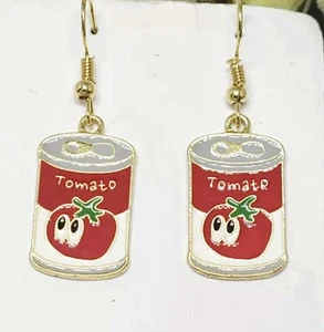 Red Enamel Can Tomato Soup Dangle Earring NWOT - Picture 1 of 4