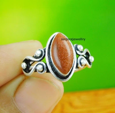 Anello regalo fatto a mano in argento sterling 925 pietra del sole misura... - Immagine 1 di 4