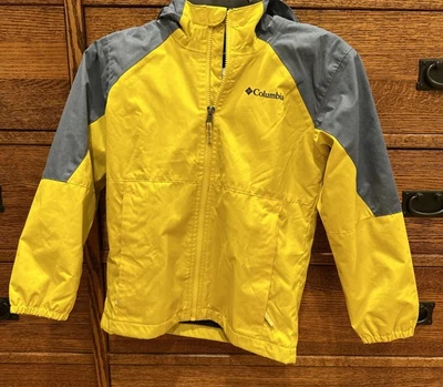 Columbia Boys Jacket S 8 Fleece Lined Waterproof Windbreaker Yellow Grey - Image 1 of 4