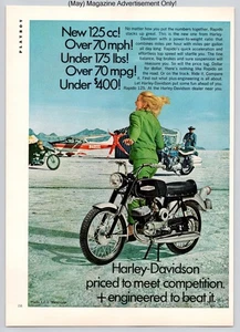 Harley-Davidson Rapido 125 Motorcycle Airfield Scene Vintage 1968 Advertisement - Picture 1 of 5