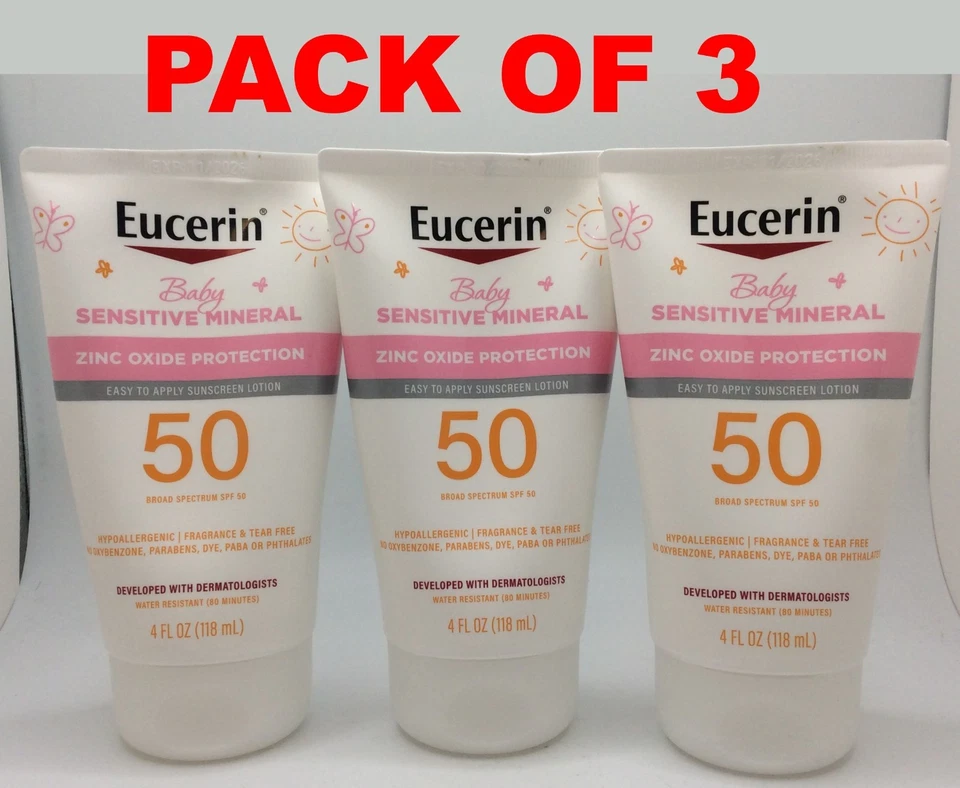 Eucerin Sun Sensitive Mineral Baby Loción Protectora Solar, FPS 50 🎈NOV/2026🎈 Foto 1 de 3
