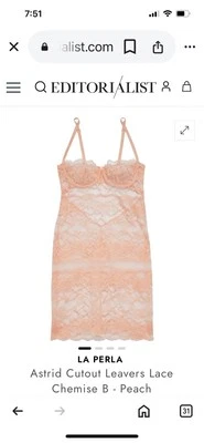LA PERLA Astrid Cutout Leavers Lace Chemise 32 B - Peach - Image 1 of 4