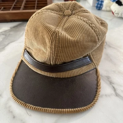 Brown Corduroy Vintage 1960/1970s Hunting Hat With Ear Flaps - Image 1 of 4