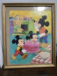 Framed 1980’s Whitman/Disney Happy Birthday Mickey Mouse 100 piece puzzle. - Picture 1 of 3