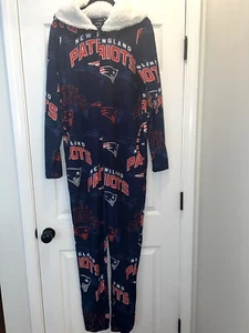 New England Patriots NFL Team Apparel Union Suit Hooded S Pajamas 1 Pc Fleece PJ - Picture 1 of 10