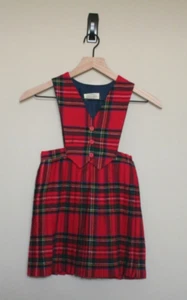 Vintage Blarney Mills Wool Jumper Dress Plaid Red Size 6 6X Pinafore 1970s 1980s - Picture 1 of 4