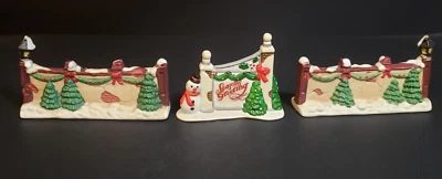 Holiday Time Santas Workbench Christmas Village Wall Fence Entrance Snowman - Image 1 of 4