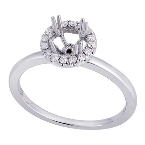 18K Weißgold 0,13Ct Solitär mit Halo Diamant Ring Fassung (Größe) - Bild 1 von 5