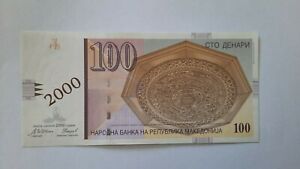 Mazedonien 100 Denare 2000 UNC PN 20, 2000 ""Millennium"" Gedenkausgabe AA