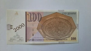 Mazedonien 100 Denari 2000 unc pn 20 , 2000 "Millennium" Gedenkausgabe AA - Bild 1 von 2