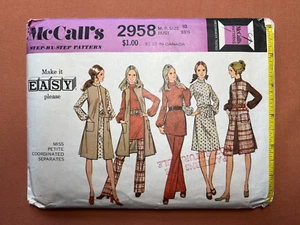 McCall's Sewing Pattern 2958 Misses' Dress Pants Top & Vest Size 10 Bust 32-1/2 - Picture 1 of 3