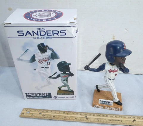Deion Sanders Syracuse Sky Chiefs Baseball Bobblehead Lowery Bro Giveaway w/ Box Cover