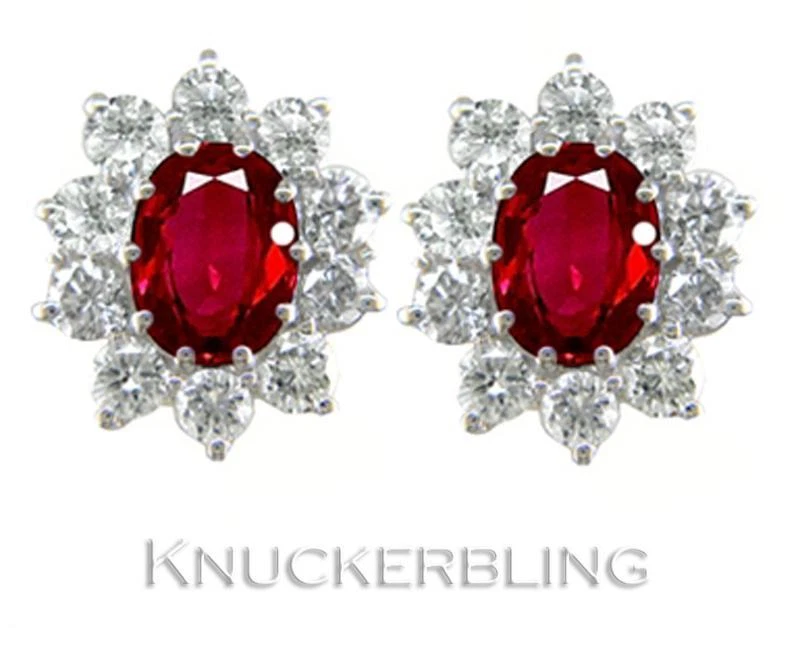 Ruby and Diamond Cluster Earrings 3.00ct, in 18ct Gold, with F Colour Diamonds - Image 1 of 1