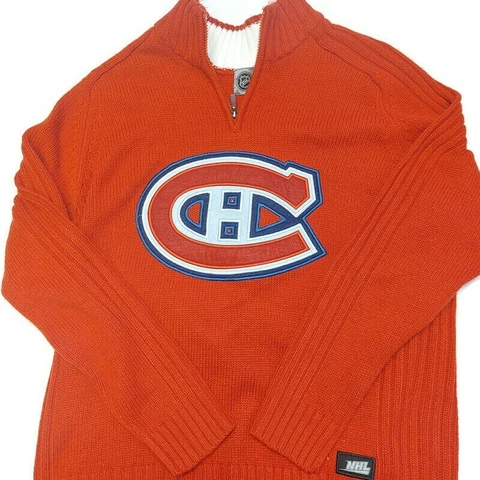 NHL Mens Montreal Canadiens Long Sleeve Sweater Red Pre Owned Size Large Cover