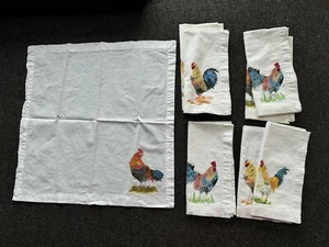 8 Pier 1 weiß Baumwolle Abendessen Serviette Geschirrtuch Hahn Landhaus Land 20" - Bild 1 von 5