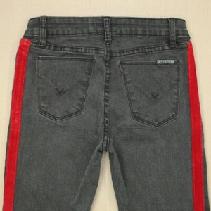 Hudson Skinny Jeans Girl's Size 16 Red Tuxedo Stripe Faded Black Stretch Denim - Picture 1 of 9