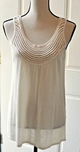 August Silk Ivory Tank with Embroidered Front Neckline L - Picture 1 of 6