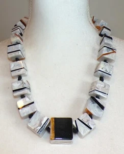 Sobral Pop Art Optical K Lagrima D'or Cube Large Bead Artist Made Necklace - Picture 1 of 7