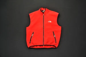 FLAWS VTG The North Face Vest Red Made in USA Fleece Men's Medium M 2224S - Picture 1 of 5